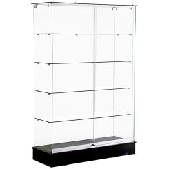 Glass Display Case with Glass Shelves, BLACK - 48"L x 17.7"W x 71.9"H